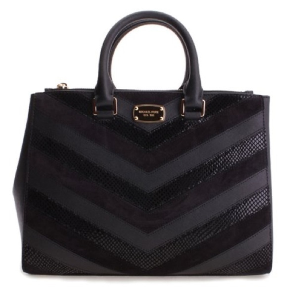 Michael Kors Black chevron Kellen Leather bag